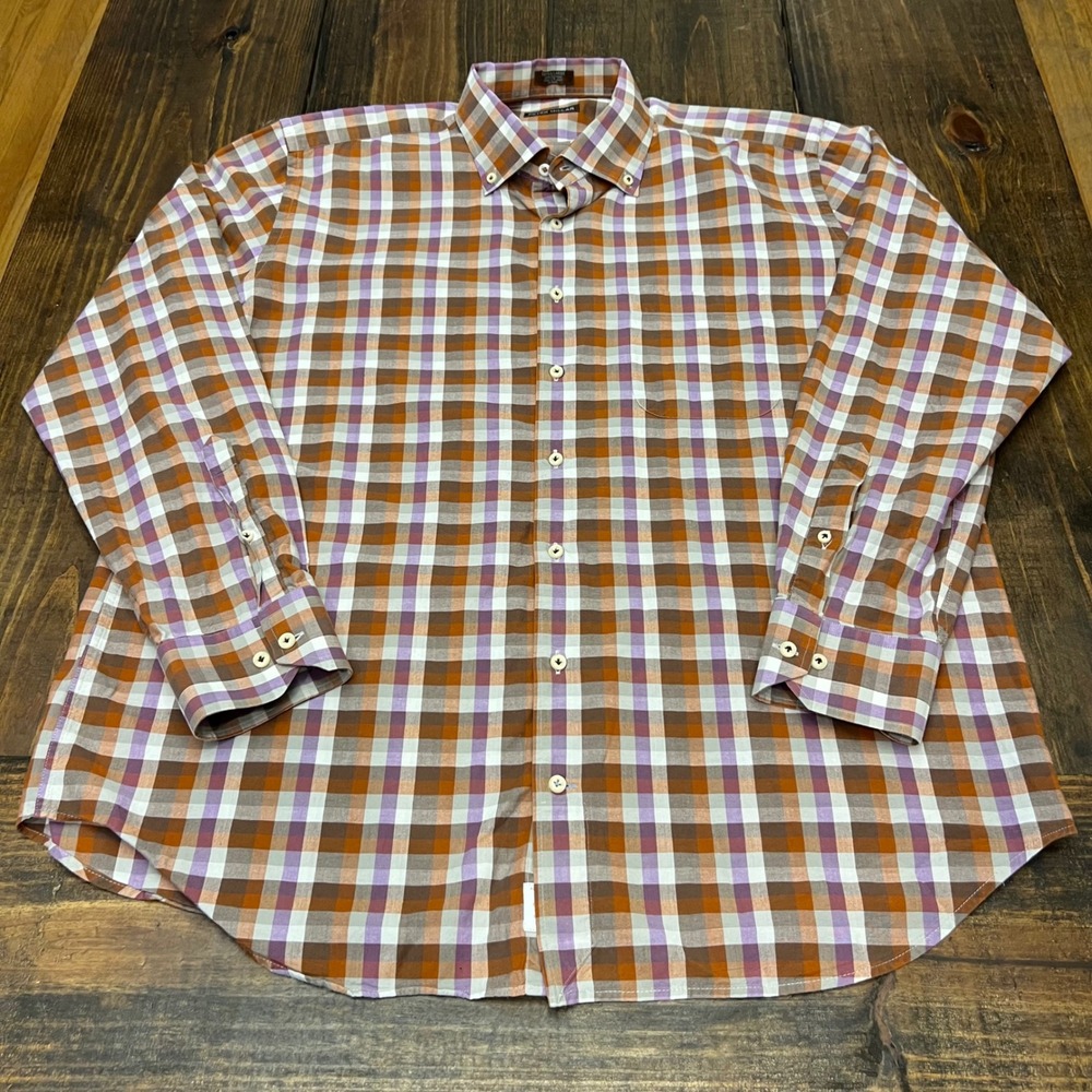 Peter Millar Mens Extra Large Plaid Button Down Shirt 100 Percent Cotton - Picture 1 of 5